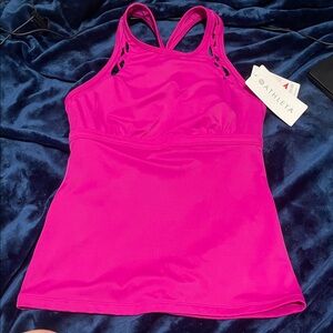 Athleta Fuchsia High Neck Bra Cup Loop Tankini Top